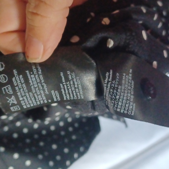 H&M Black Polka Dot Collared Long Sleeve Button Down Shirt Dress Size 12 - Picture 7 of 7